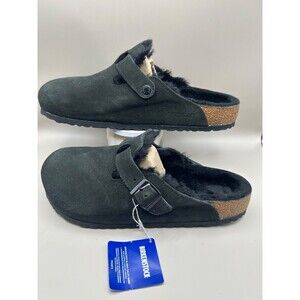 Birkenstock Boston Shearling Men’s Clogs Suede Leather Black EU 45 US Mens 12